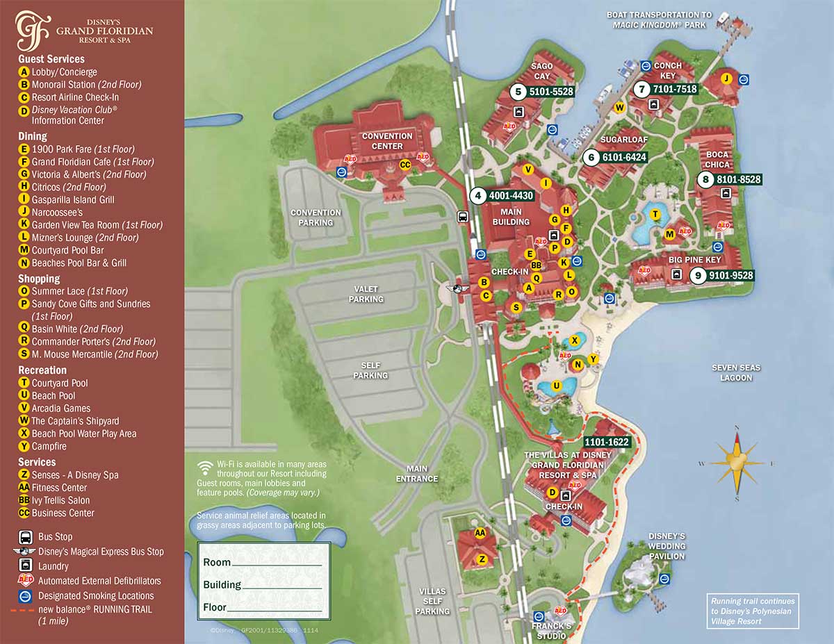 The Villas at Grand Floridian resort map